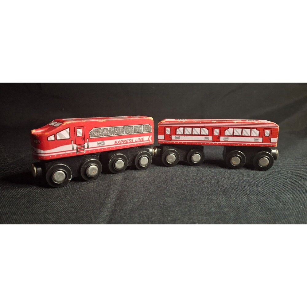Maison Joseph Battat Wooden Train Engine and Car Brio Thomas Track Campatible